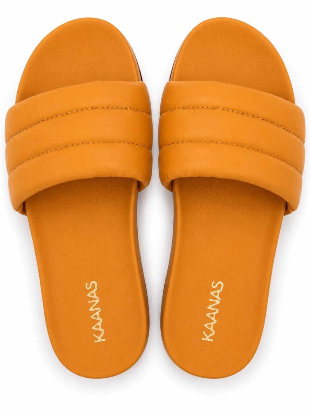 Kaanas Marigold Padded Slide Sandals Women’s Size 5 NWT Designer Resort Shoe